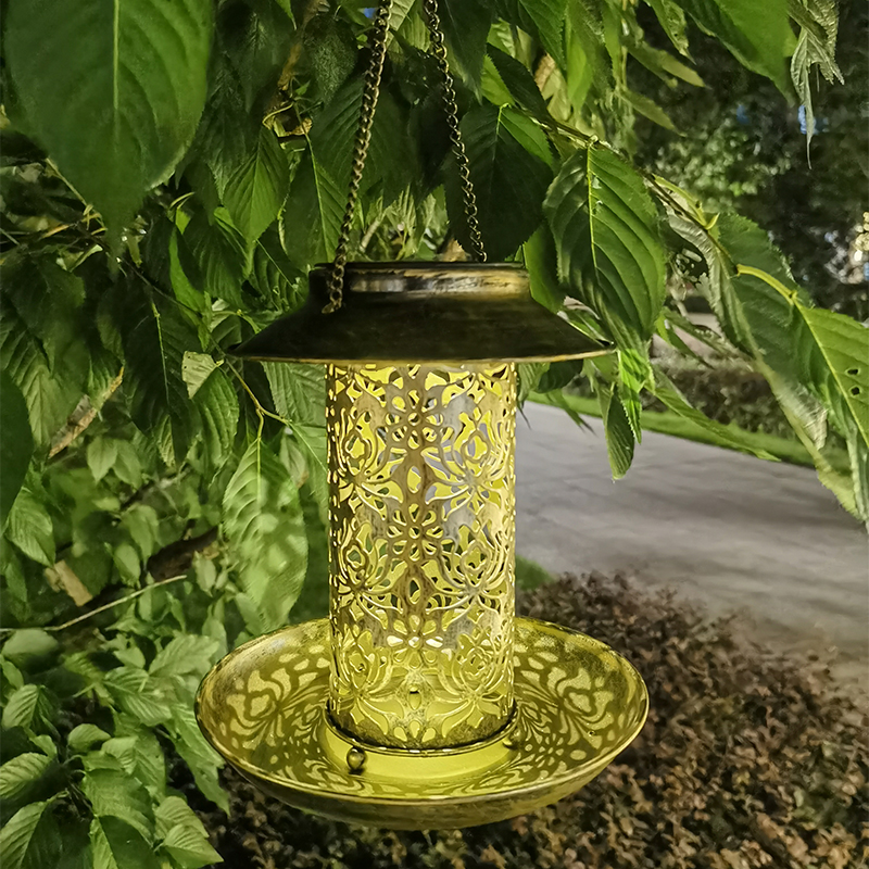 Solar Bird Feeder Outdoor Hanging Garden Lantern Retractable Wild Birds Feeder Lamp with S Hook